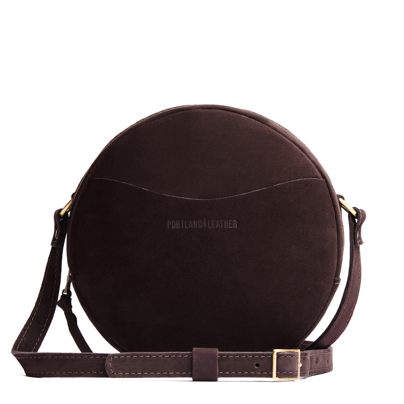 Velvet Brown*Large | Circle shaped crossbody bag with top zipper