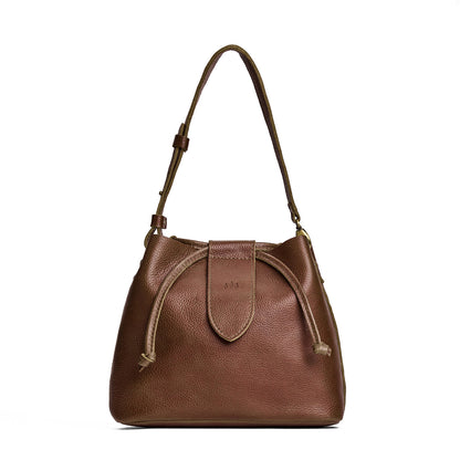 Asheville*Large | Symmetrical leather bag with leather drawstring closure and adjustable shoulder strap