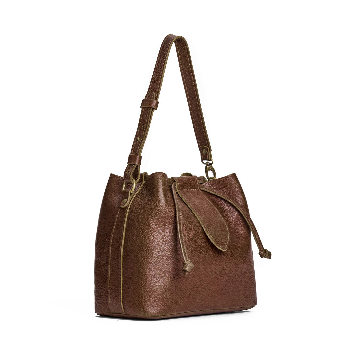 Asheville*Large | Symmetrical leather bag with leather drawstring closure and adjustable shoulder strap