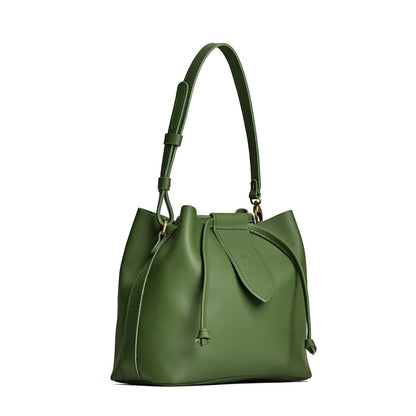 Cactus*Large | Symmetrical leather bag with leather drawstring closure and adjustable shoulder strap