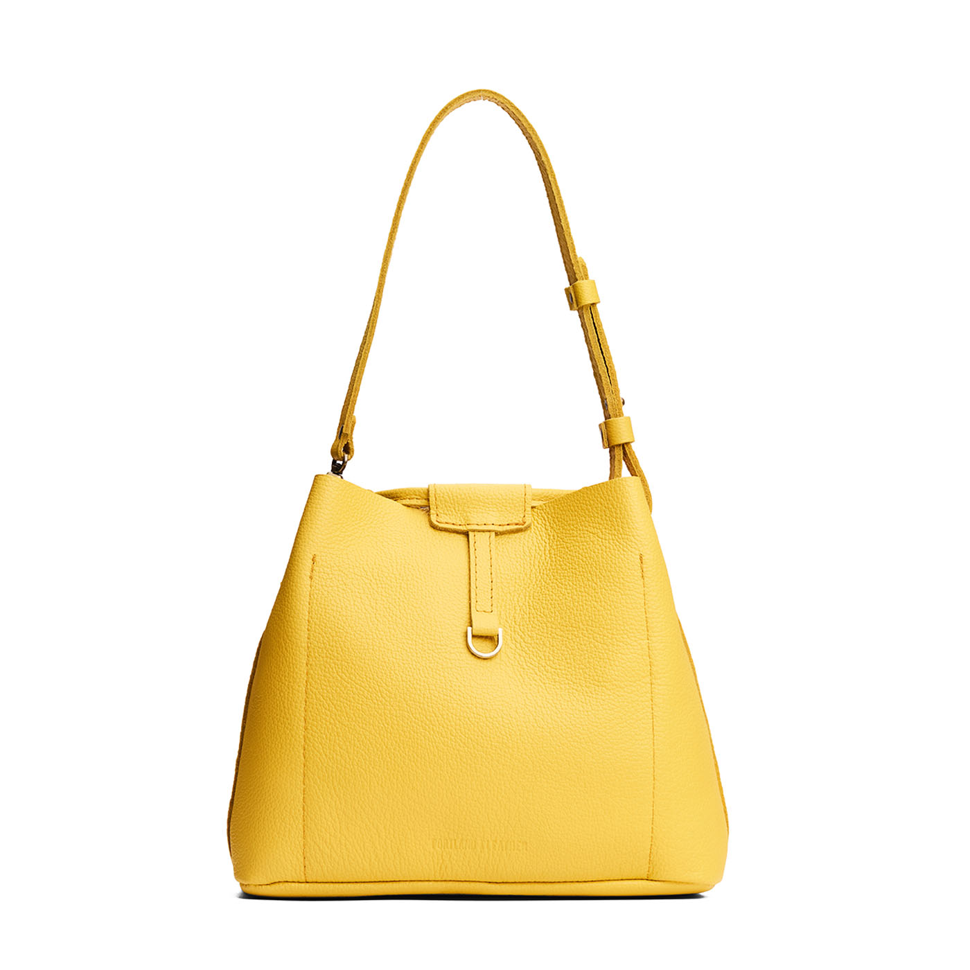 Canary*Large | Symmetrical leather bag with leather drawstring closure and adjustable shoulder strap