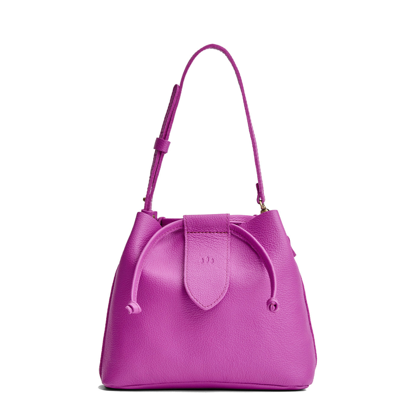 Cattleya*Large | Symmetrical leather bag with leather drawstring closure and adjustable shoulder strap