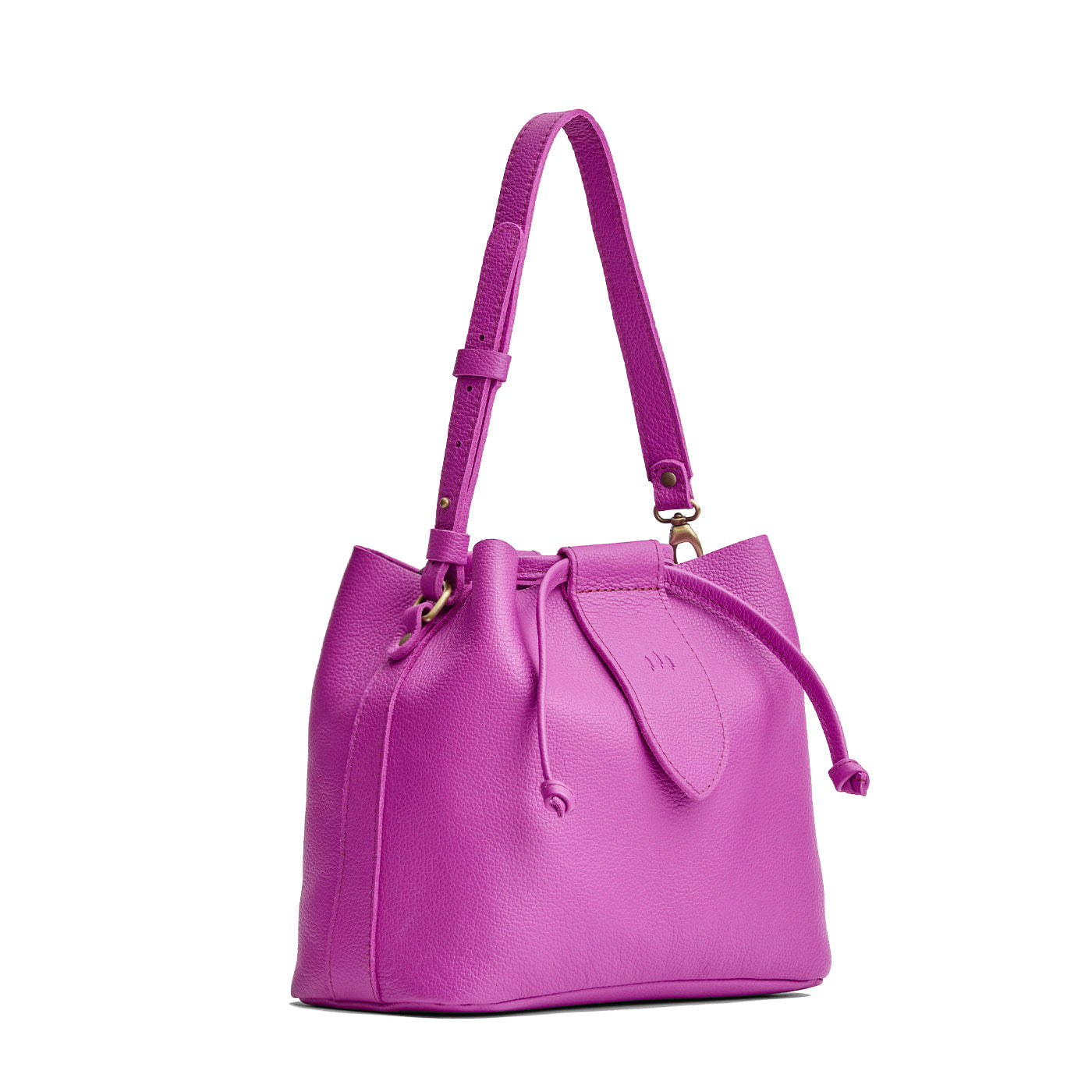 Cattleya*Large | Symmetrical leather bag with leather drawstring closure and adjustable shoulder strap