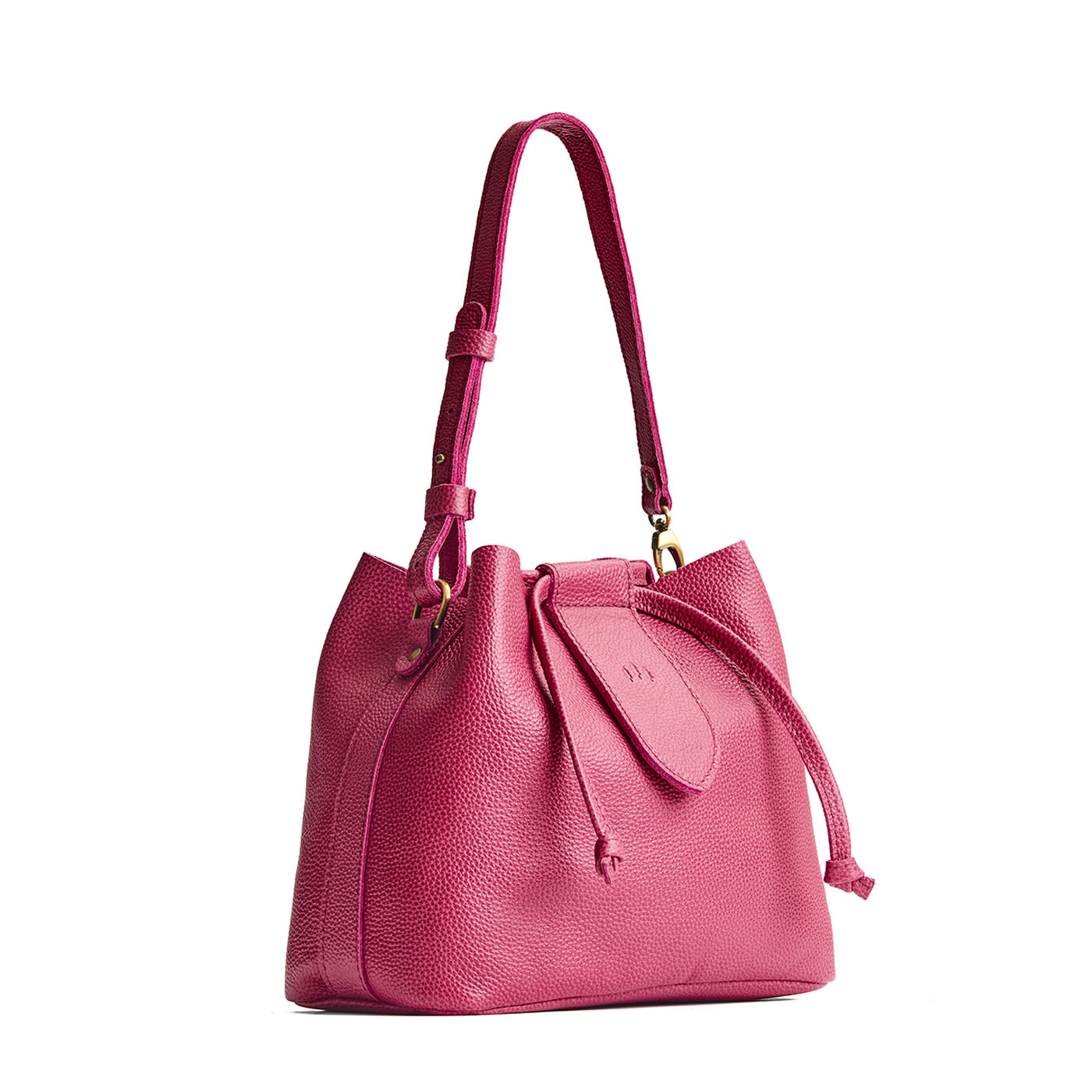 Wild Rose*Large | Symmetrical leather bag with leather drawstring closure and adjustable shoulder strap