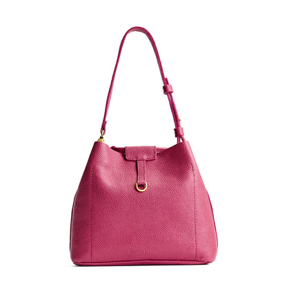 Wild Rose*Large | Symmetrical leather bag with leather drawstring closure and adjustable shoulder strap
