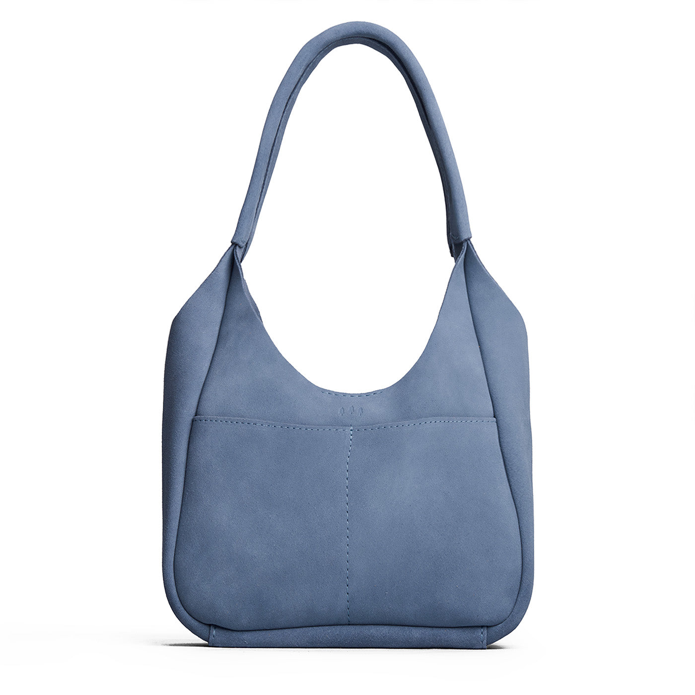 Denim*Large | U-shaped, flat-bottomed leather shoulder bag with two outside pockets