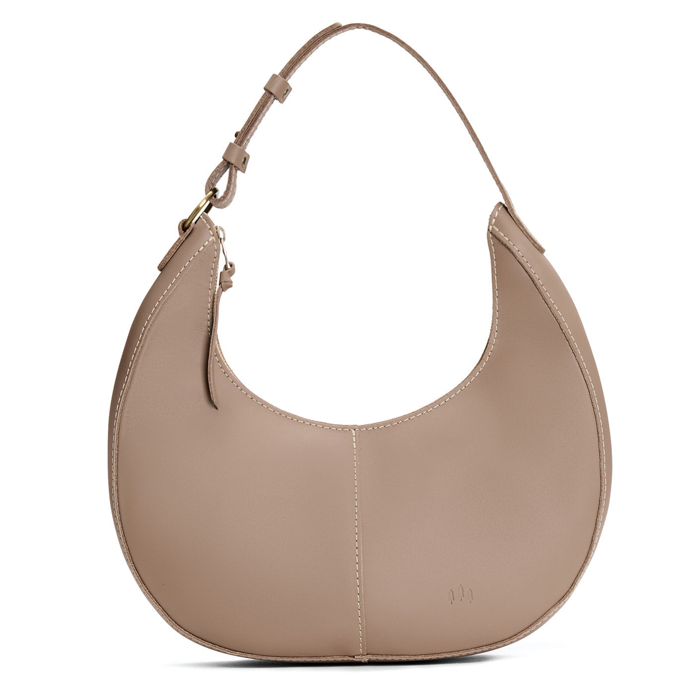 Stone*Large | Large crescent shaped shoulder bag with zipper closure and adjustable strap