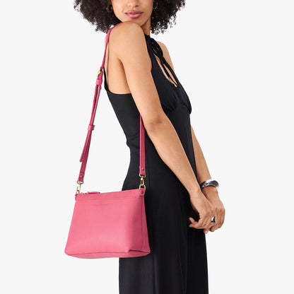 Wild Rose*Large | Zip top crossbody bag with detachable strap