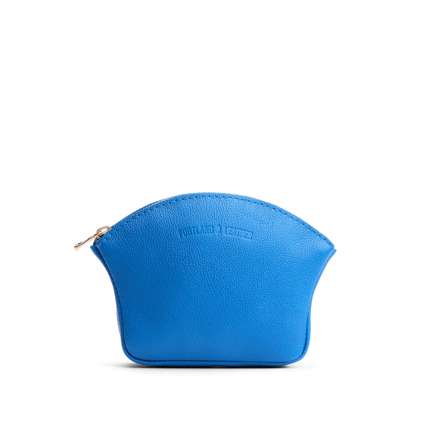 Skydive*Large | Seashell shaped leather makeup bag with curved top zipper and flat bottom