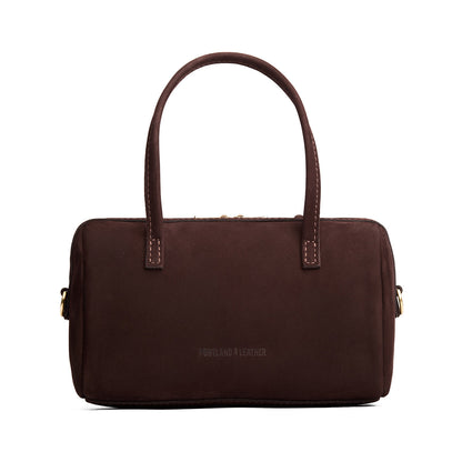 Velvet Brown*Large | Mini duffle shaped handbag with crossbody strap