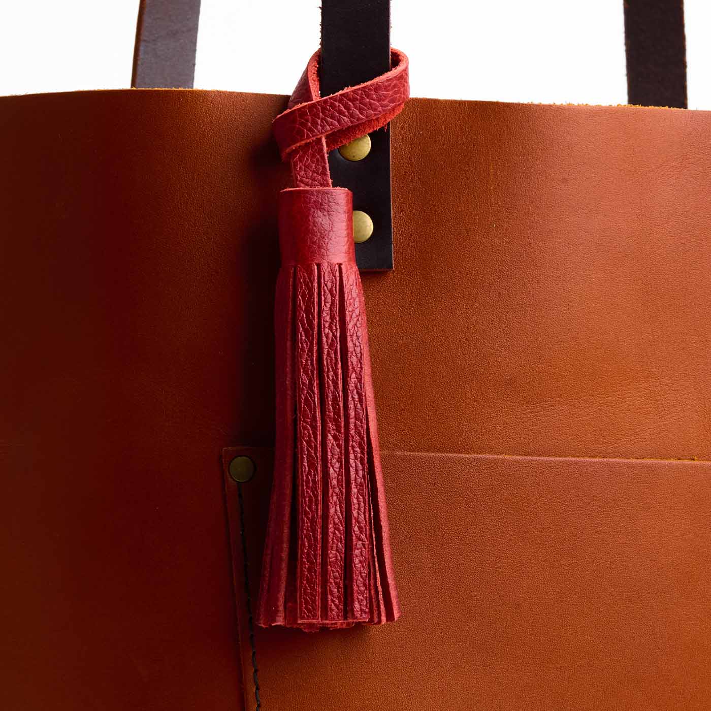 Chili Red*Large | Fringed leather tassel with leather loop