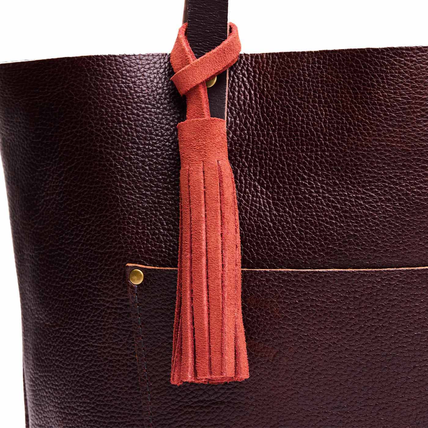 Cinnabar*Large | Fringed leather tassel with leather loop