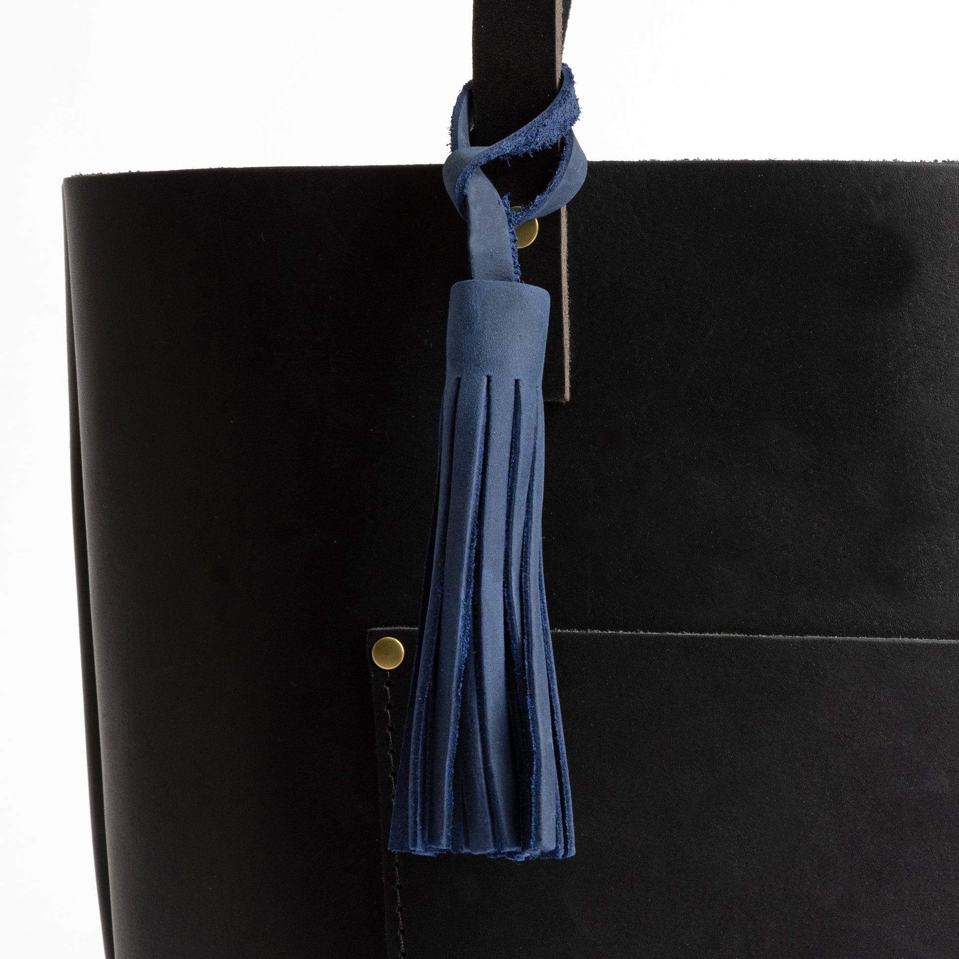 All Color: Deep Water | Fringed leather tassel with leather loop