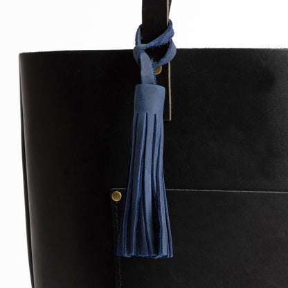 All Color: Deep Water | Fringed leather tassel with leather loop