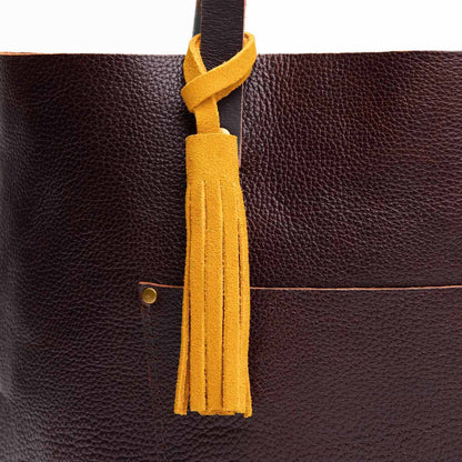 Dijon*Large | Fringed leather tassel with leather loop