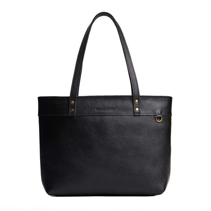 Pebbled--black*Large*Zipper | Leather tote bag with riveted straps and exterior key loop