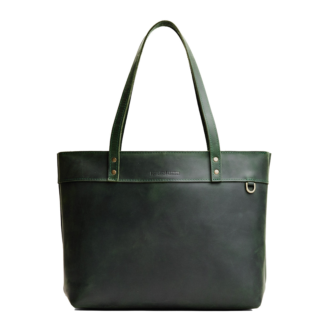 Evergreen*Large*Zipper | Leather tote bag with riveted straps and exterior key loop