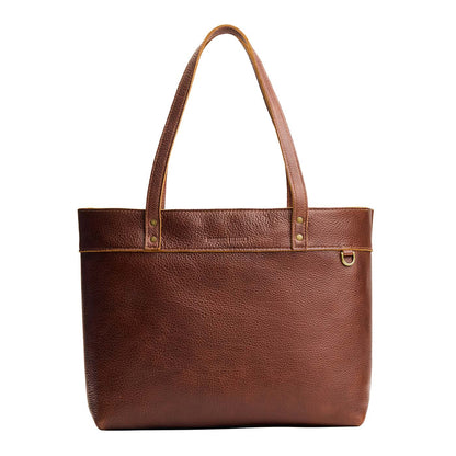 Nutmeg*Large*Zipper | Leather tote bag with riveted straps and exterior key loop