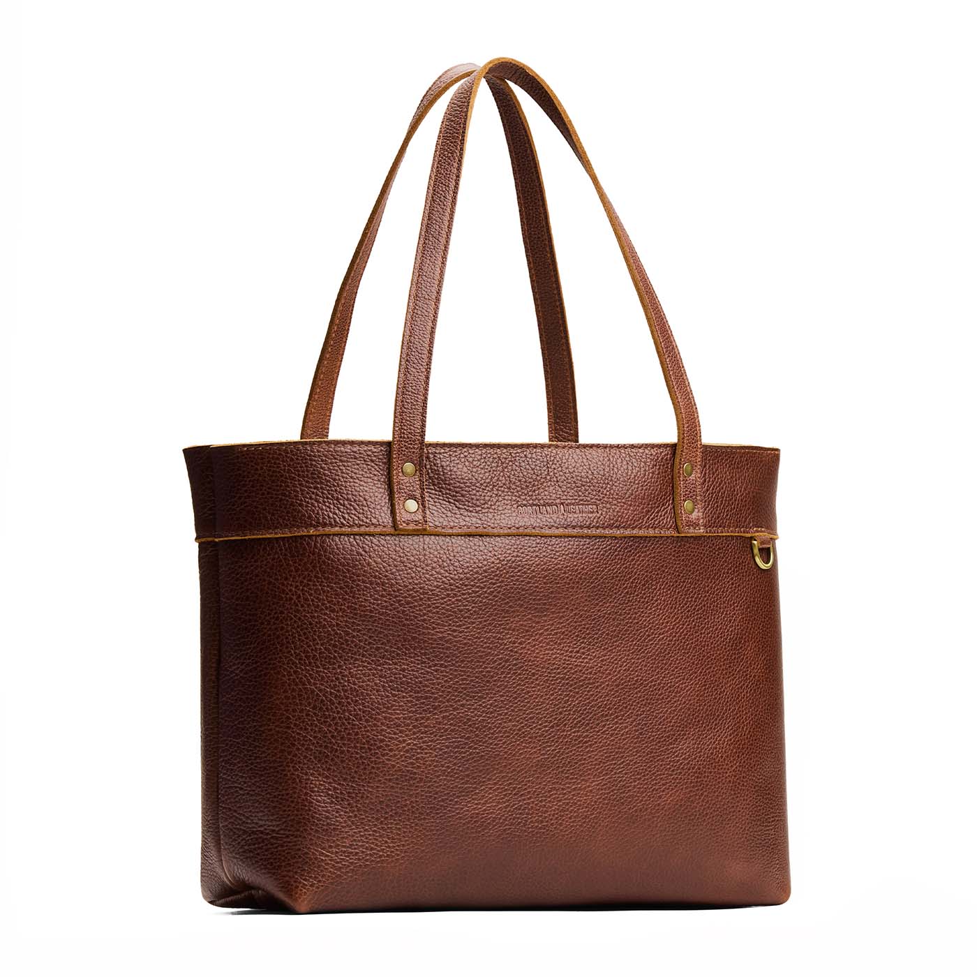 Nutmeg*Large*Zipper | Leather tote bag with riveted straps and exterior key loop