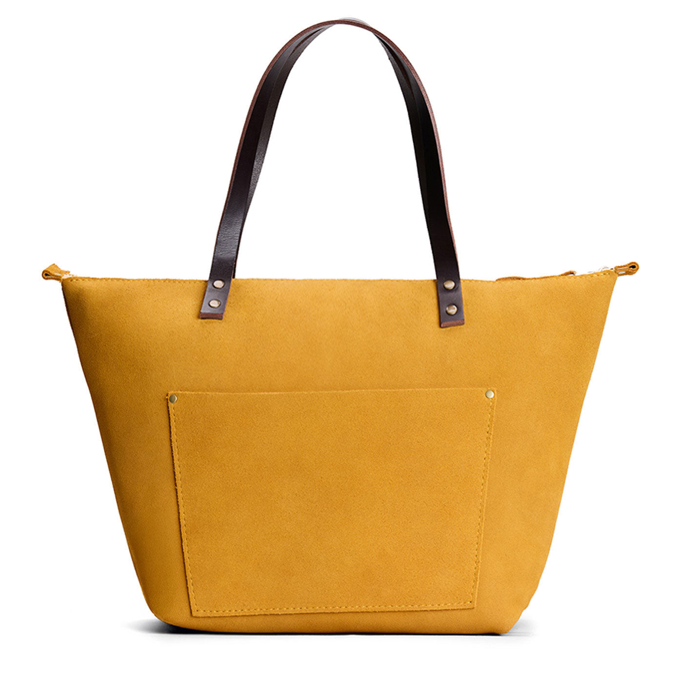 Dijon*Zipper | Large leather tote bag with sturdy bridle handles and front pocket
