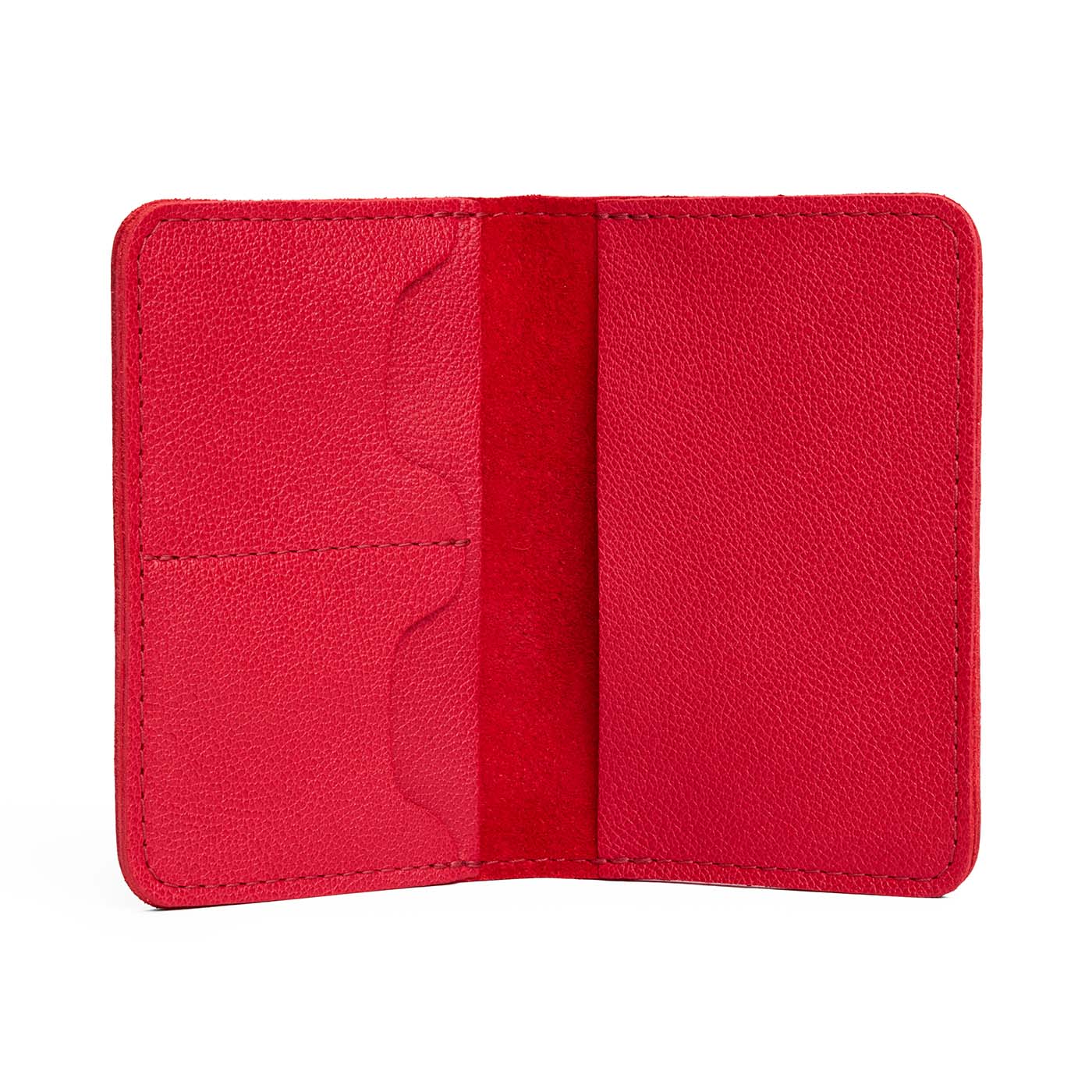 Cherry | Leather passport case with PLG logo open shot