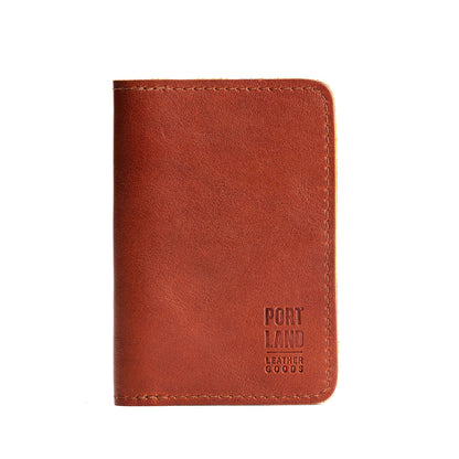 Chestnut | Leather passport case with PLG logo
