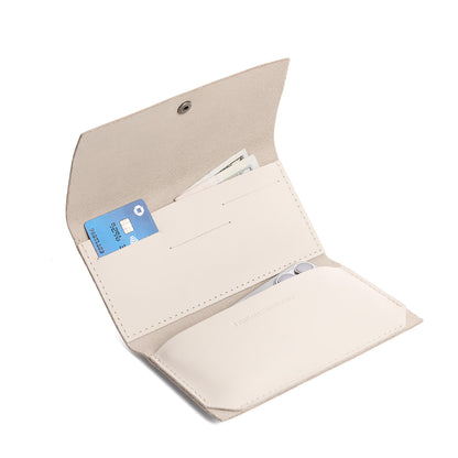 Bone | Leather wallet with snap closure open