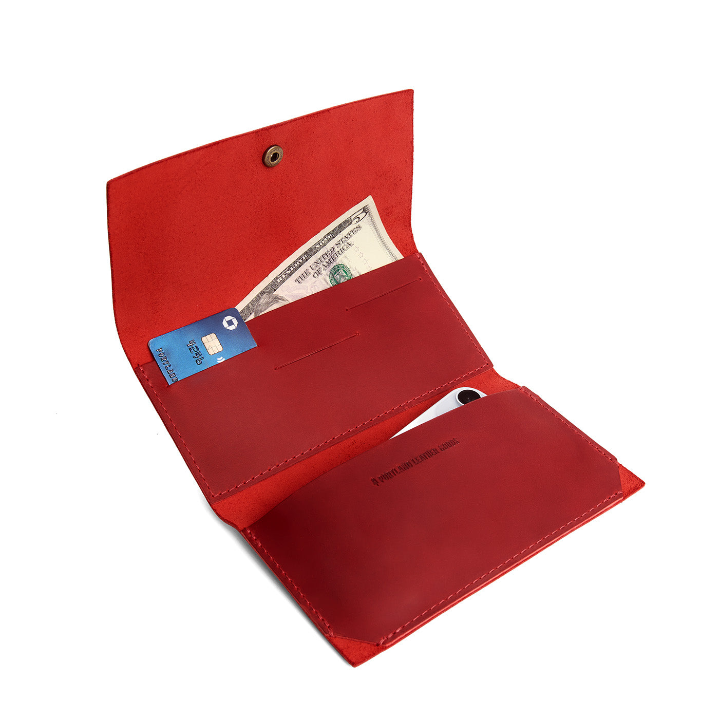 Phoenix | Leather wallet with snap closure open