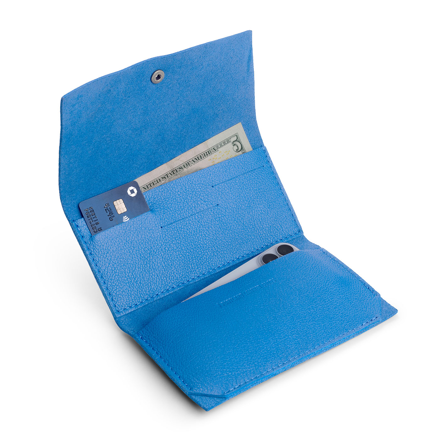 Skydive | Leather wallet with snap closure open