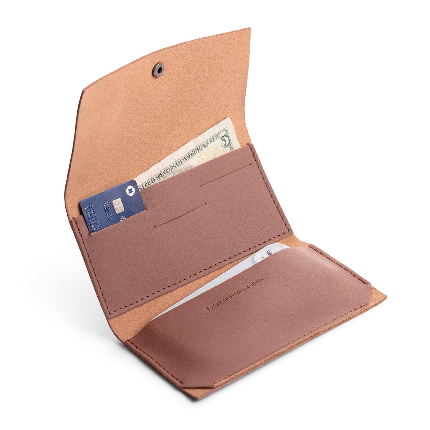 Sunkissed | Leather wallet with snap closure open