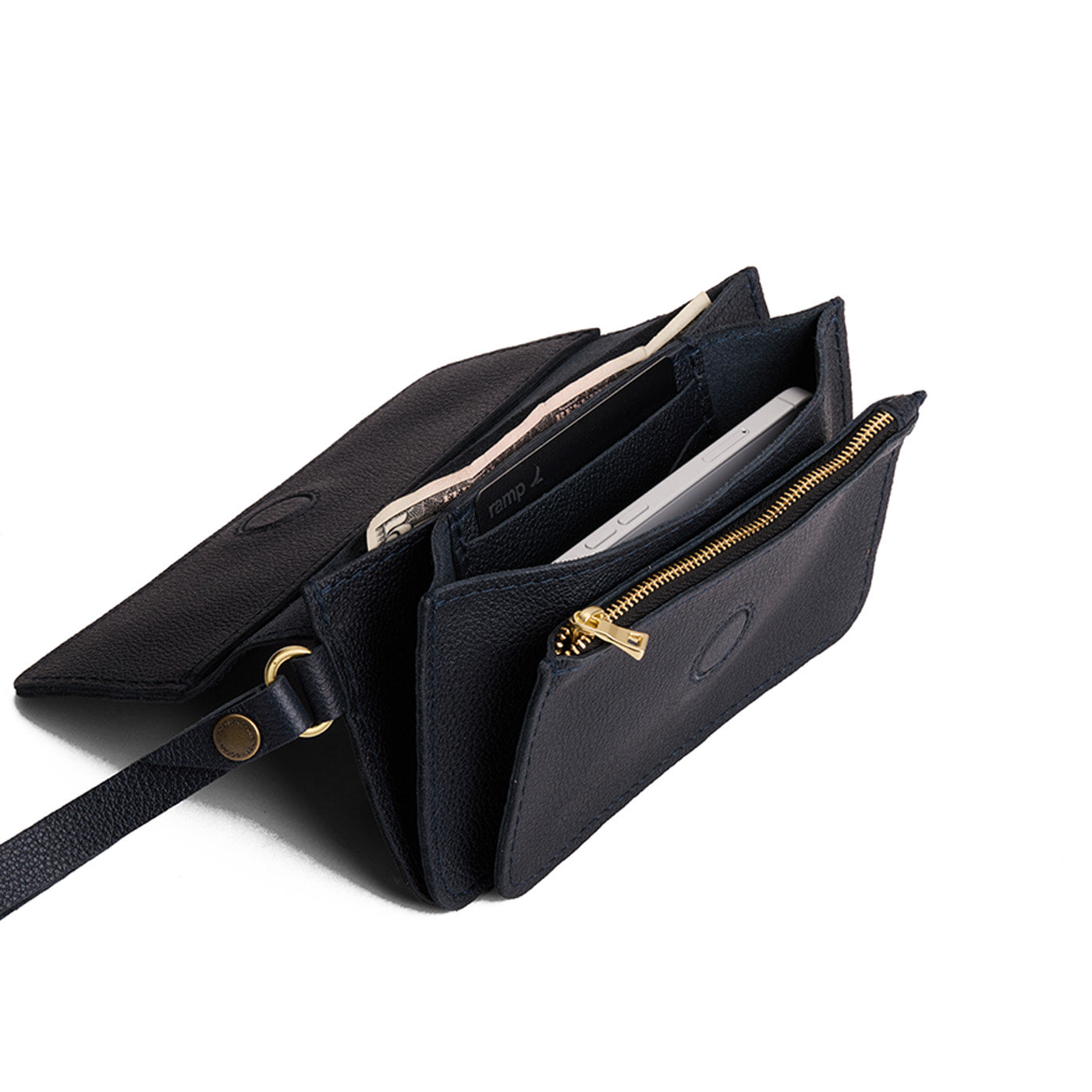 Night Owl | Leather wallet clutch with wristlet and magnetic closure