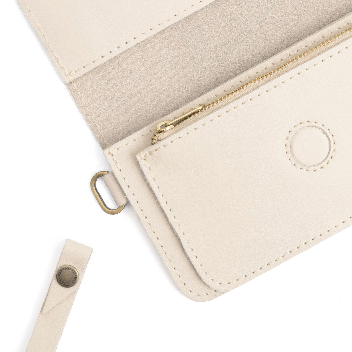 Bone | Leather wallet clutch with wristlet and magnetic closure