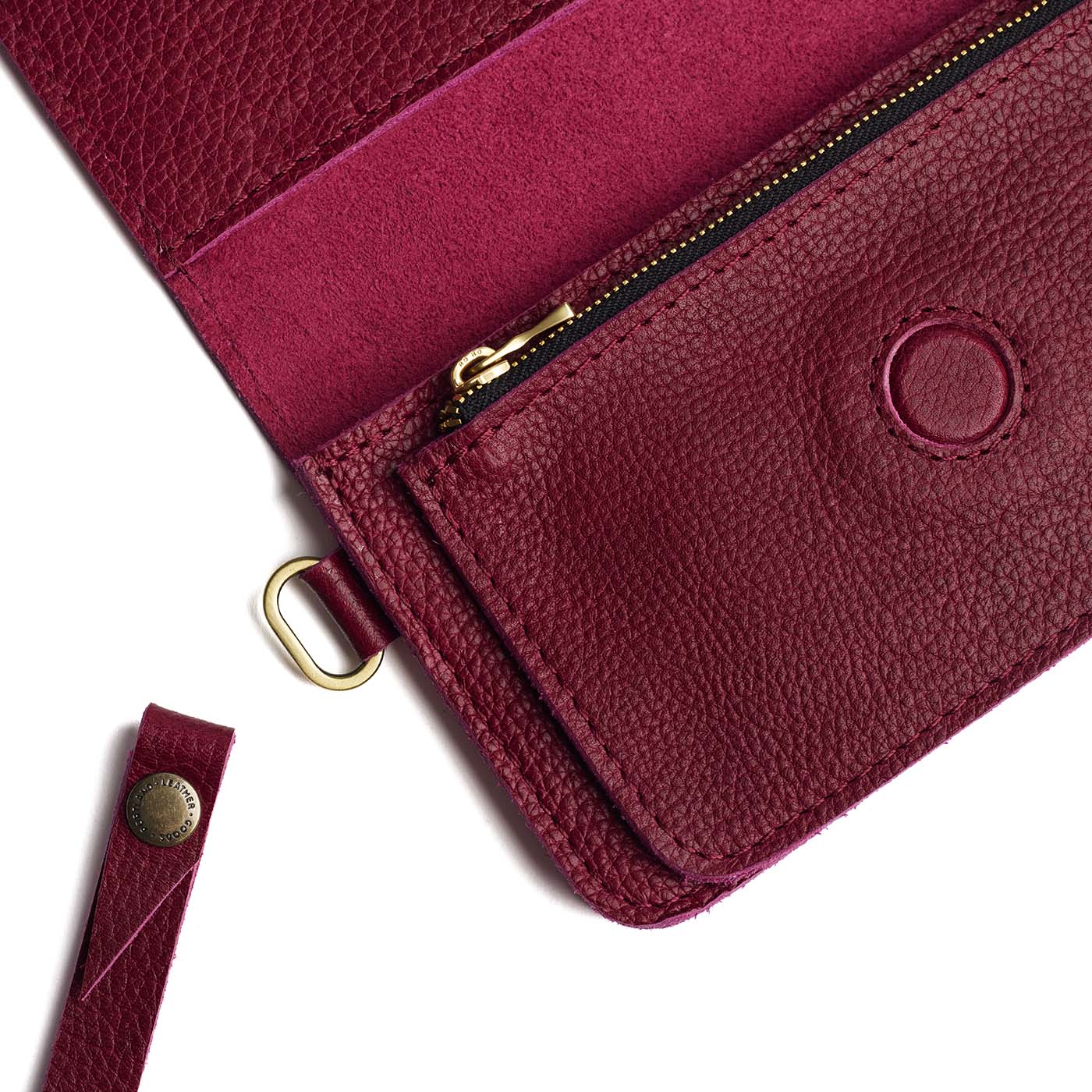 Orchid | Leather wallet clutch with wristlet and magnetic closure