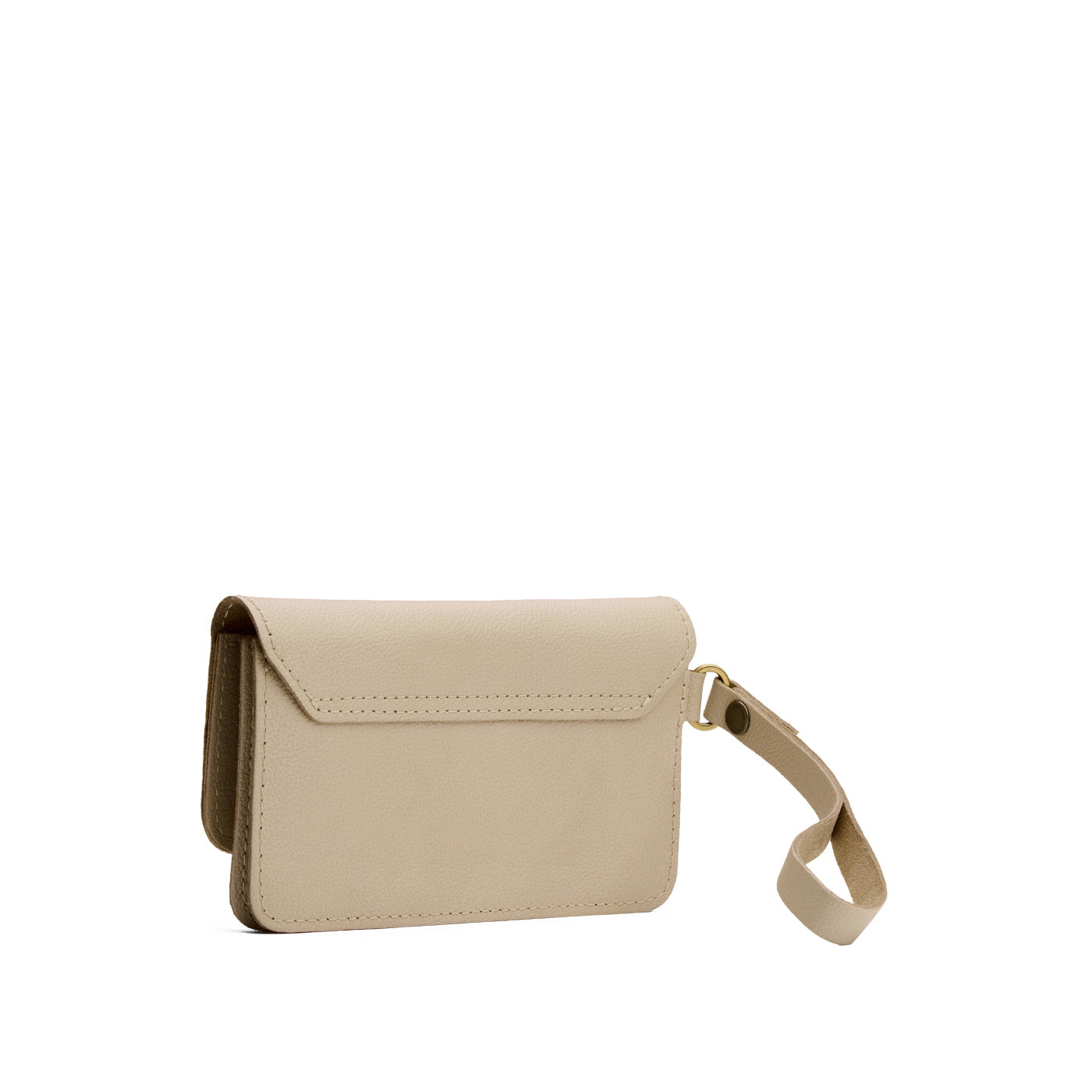 Pebbled Bone | Leather wallet clutch with wristlet and magnetic closure