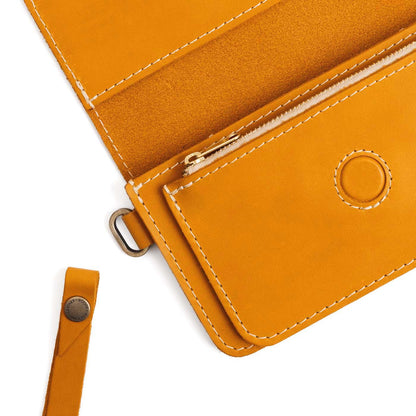 Sunflower | Leather wallet clutch with wristlet and magnetic closure