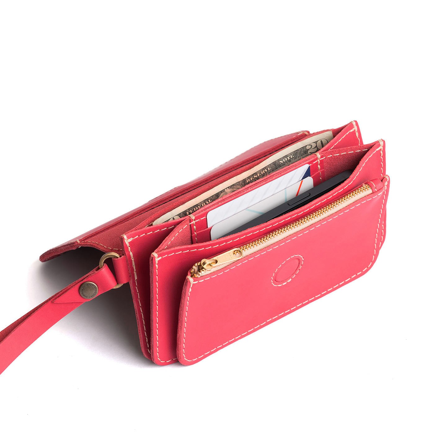 Tulip | Leather wallet clutch with wristlet and magnetic closure