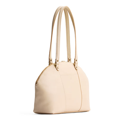 Pebbled Bone*Large | A half circle crossbody bag with handles and removable crossbody strap