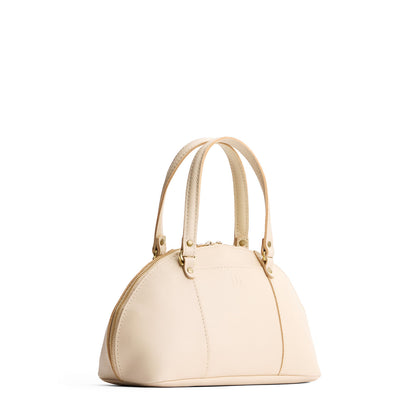 Pebbled Bone*Small | A half circle crossbody bag with handles and removable crossbody strap