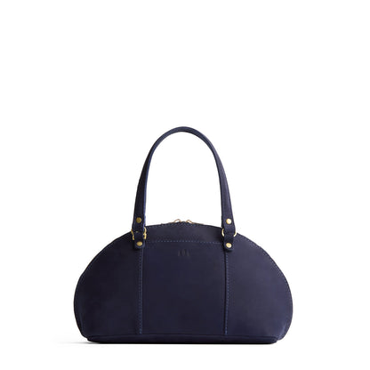 Velvet Blue*Small | A half circle crossbody bag with handles and removable crossbody strap