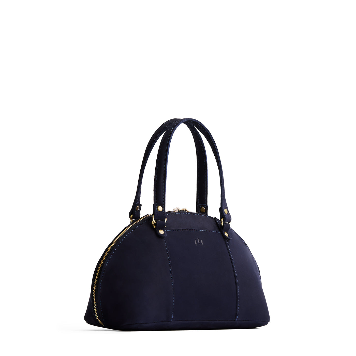 Velvet Blue*Small | A half circle crossbody bag with handles and removable crossbody strap
