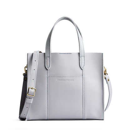 Formal Grey | Structured mid-size tote bag with overlapping panels and crossbody strap