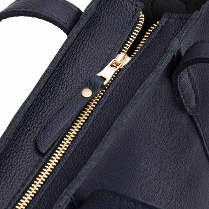 Night Owl*Zipper | Structured mid-size tote bag with overlapping panels and crossbody strap