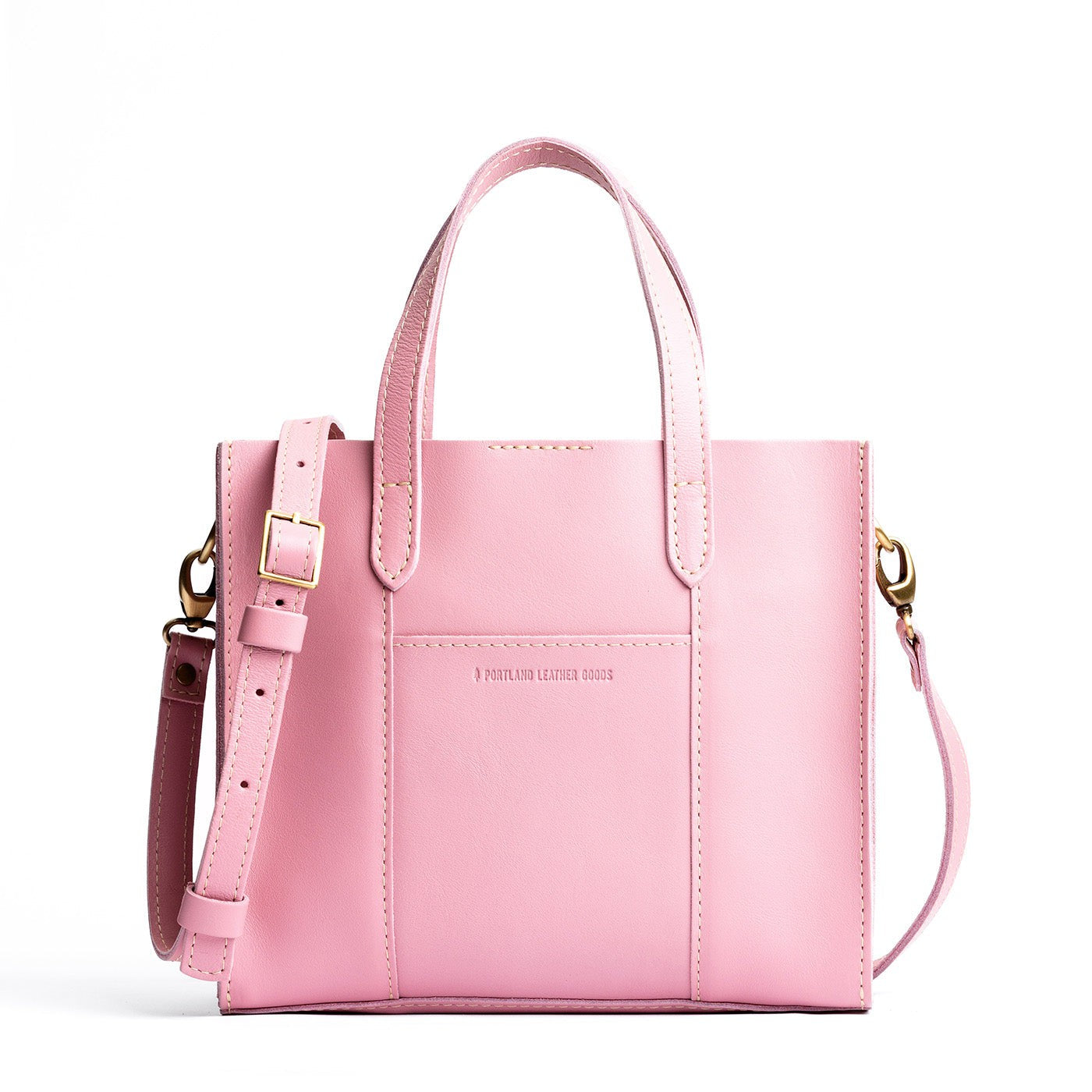 Vintage Pink | Structured mid-size tote bag with overlapping panels and crossbody strap