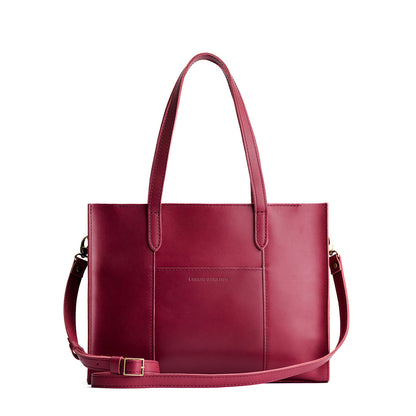 Berry Good*East/West | Structured wide tote bag with overlapping panels and crossbody strap