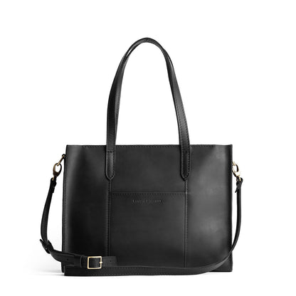 Black*East/West | Structured wide tote bag with overlapping panels and crossbody strap