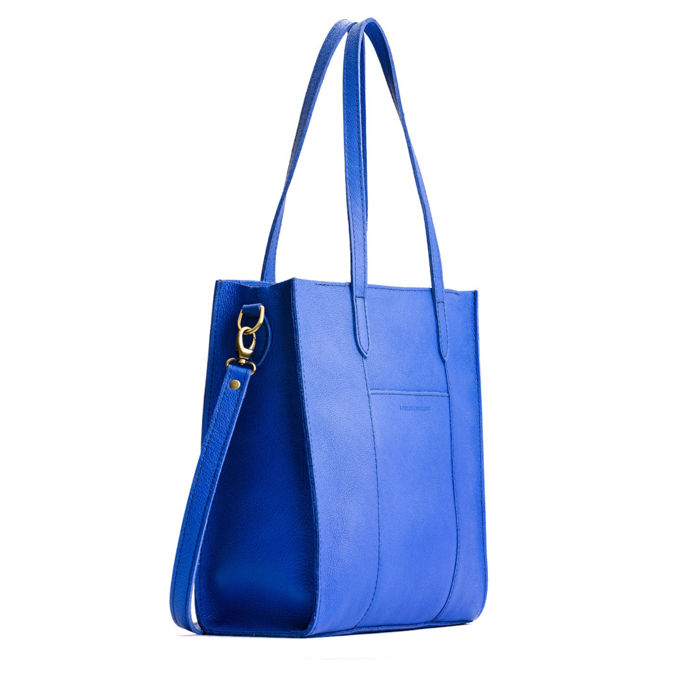Astro Blue*North/South | Structured large tote bag with overlapping panels and crossbody strap