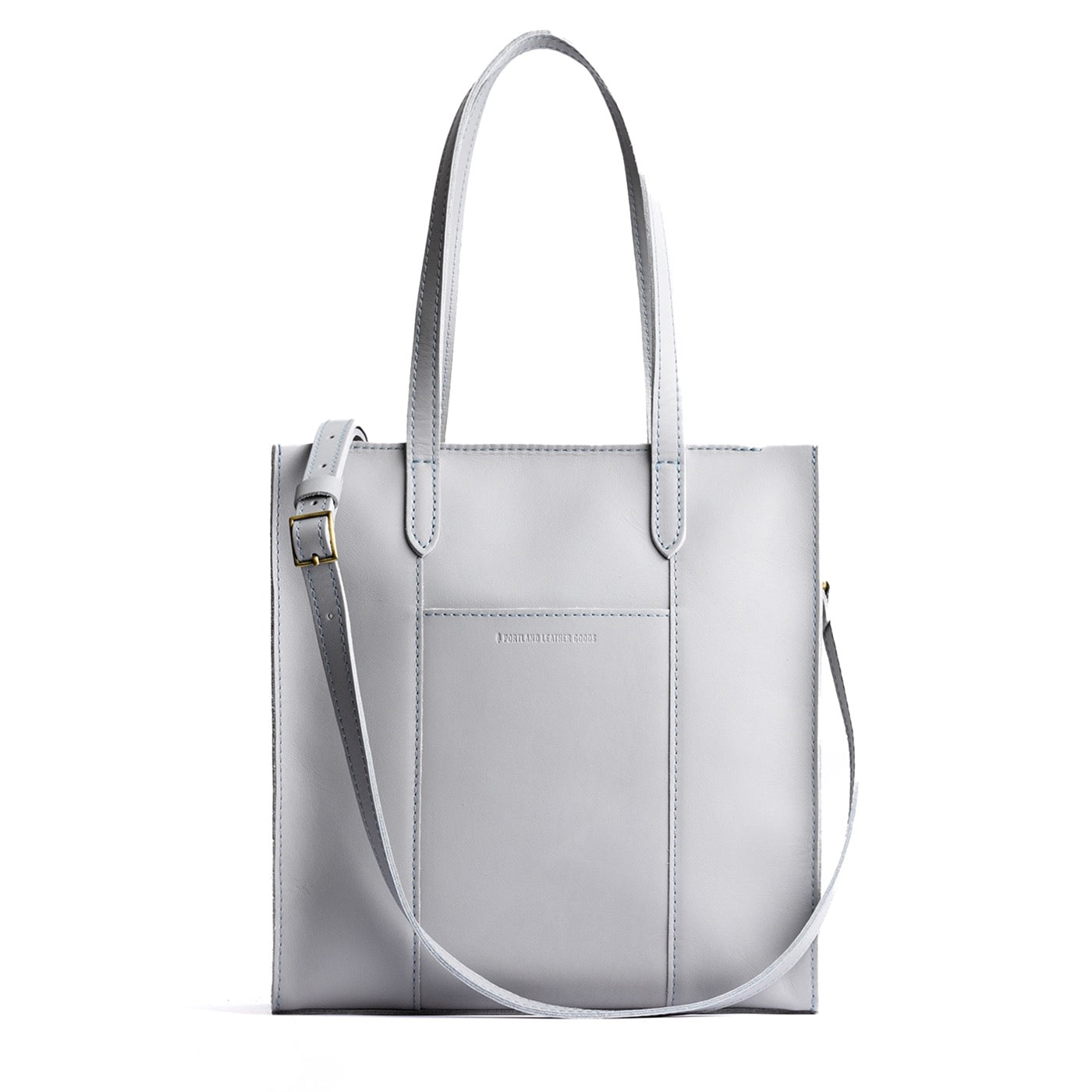 Formal Grey*North/South | Structured large tote bag with overlapping panels and crossbody strap