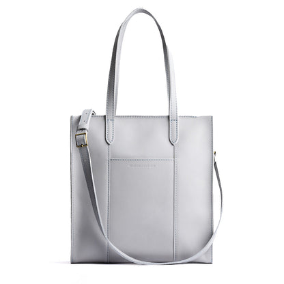Formal Grey*North/South | Structured large tote bag with overlapping panels and crossbody strap