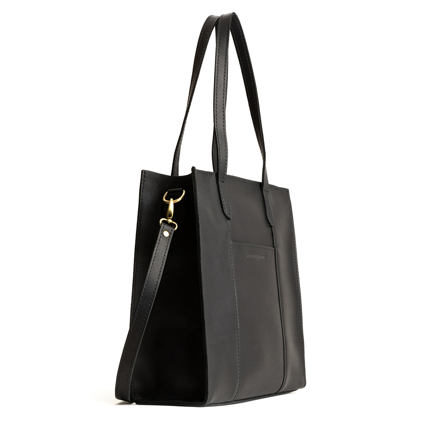 Black*North/South | Structured large tote bag with overlapping panels and crossbody strap