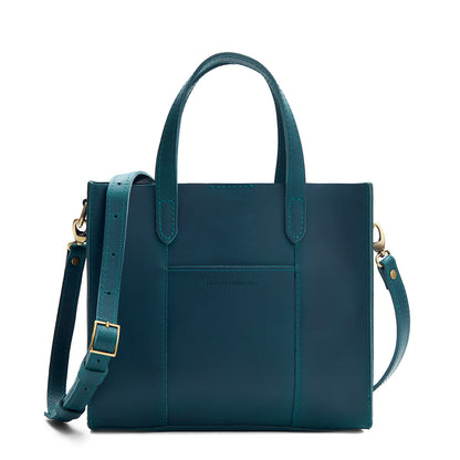 Westward Blue*Classic | Structured mid-size tote bag with overlapping panels and crossbody strap